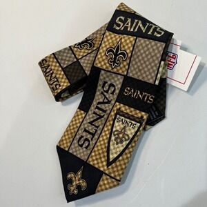 Eagle Wings Mens New Orleans Saints Silk NFL Necktie NWT Football Black Gold